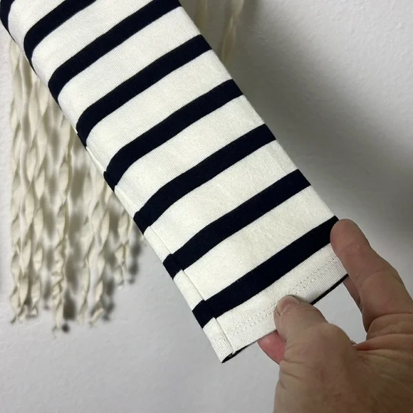 Sezane Navy and Cream Striped Long-Sleeve Button-Side Top - Picture 4 of 16